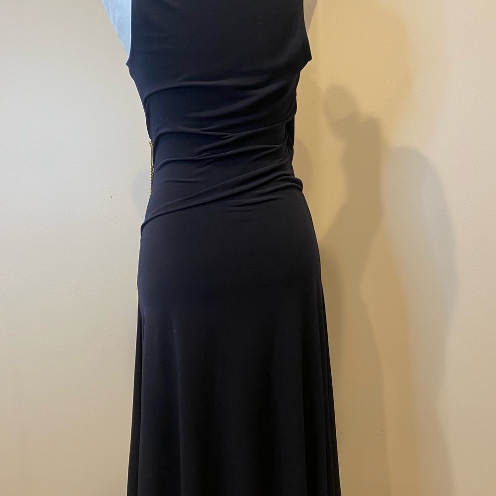 Michael Kors Navy Blue Shoulder Dress with Gold Zipper - Picture 4 of 7